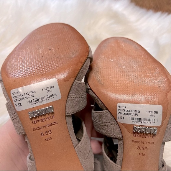 SCHUTZ Petrina Taupe Lace Up Tie Sandal Heels